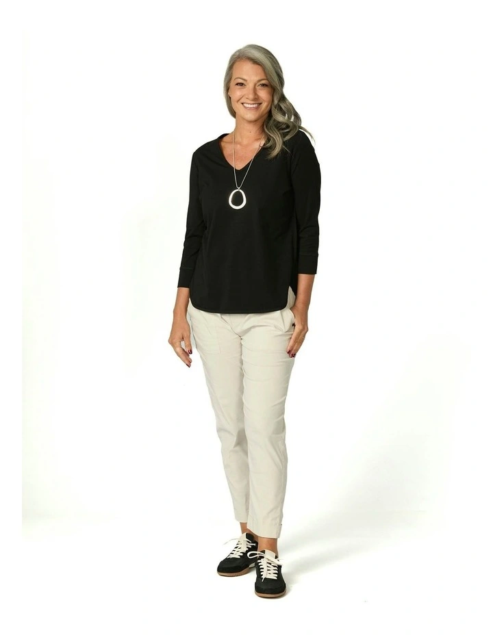 Eternity V-Neck 3/4 Sleeve Top in Black image 4