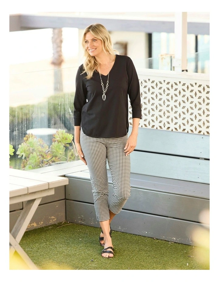 Eternity V-Neck 3/4 Sleeve Top in Black image 5