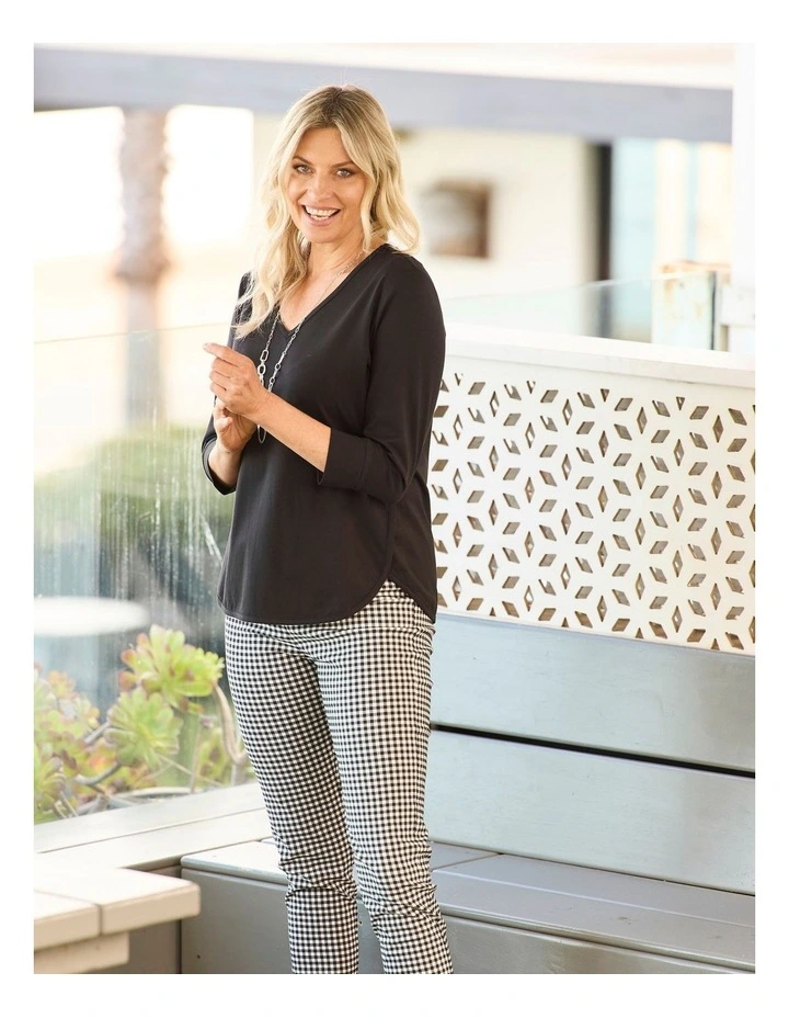 Eternity V-Neck 3/4 Sleeve Top in Black image 6