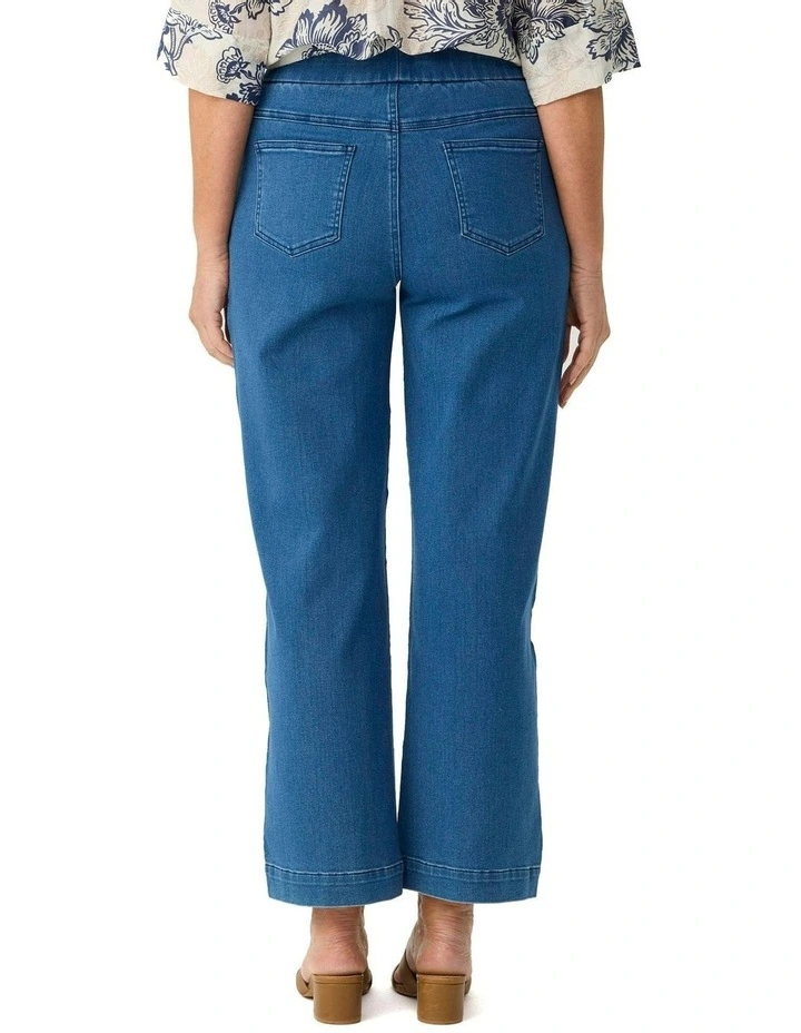 Tilly Wide Leg Pull On Long Jean in Blue image 2