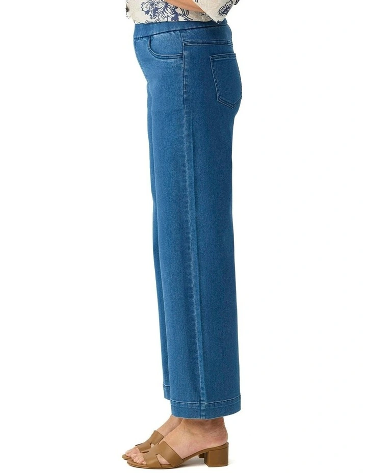 Tilly Wide Leg Pull On Long Jean in Blue image 3
