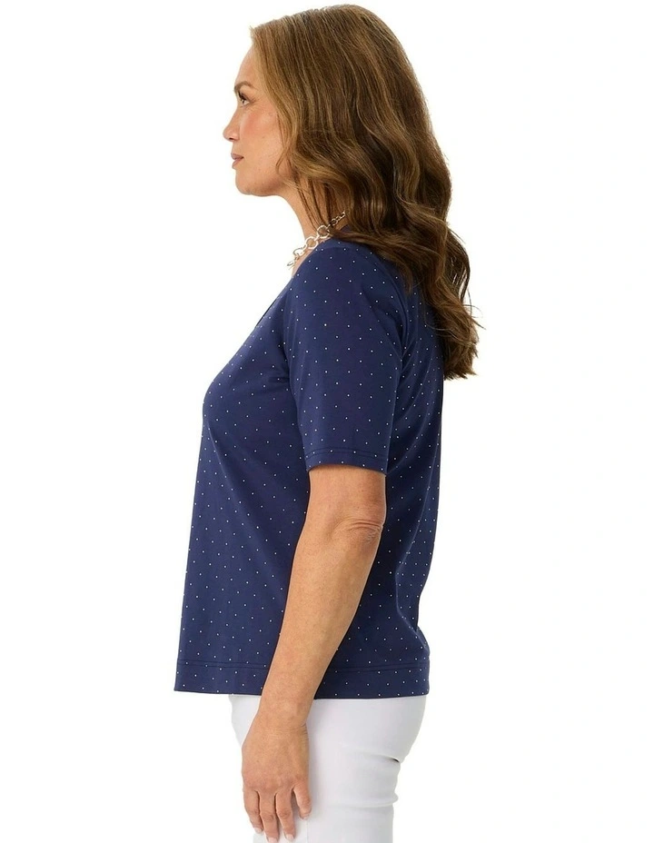 Delray Stud Short Sleeve Tee in Blue image 3