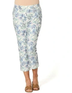 Mood Print 7/8 Pull On Pant in Blue