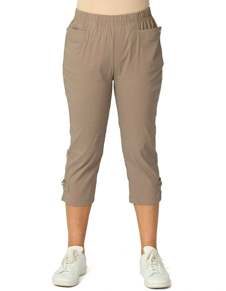 Vibe Stretch Eyelet Crop Pant in Brown image 1