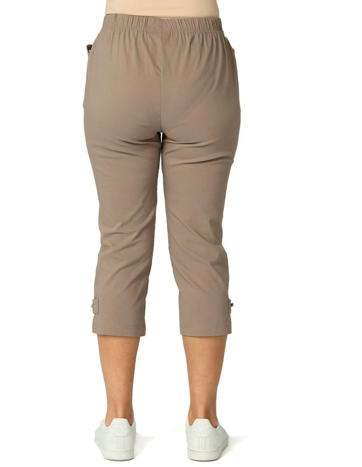 Vibe Stretch Eyelet Crop Pant in Brown image 2