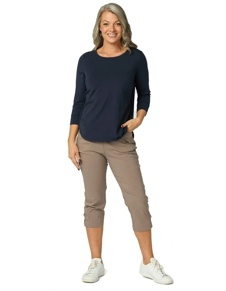 Vibe Stretch Eyelet Crop Pant in Brown image 4