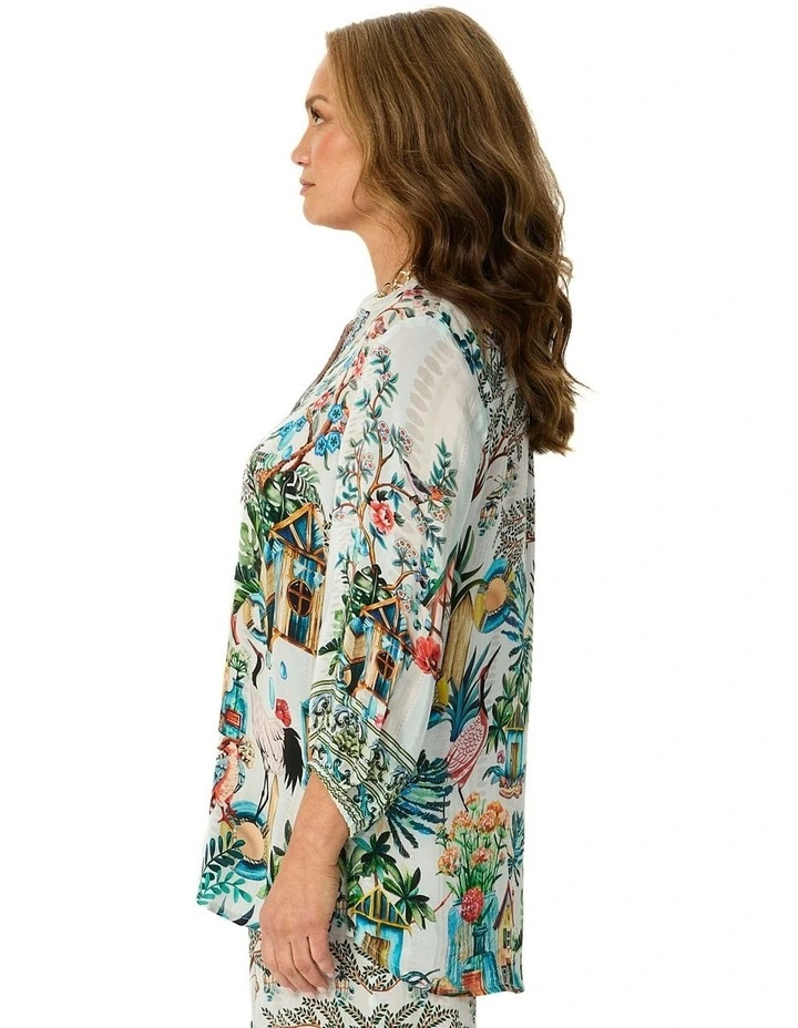 Delta 3/4 Sleeve Print Shirt in Multi image 3