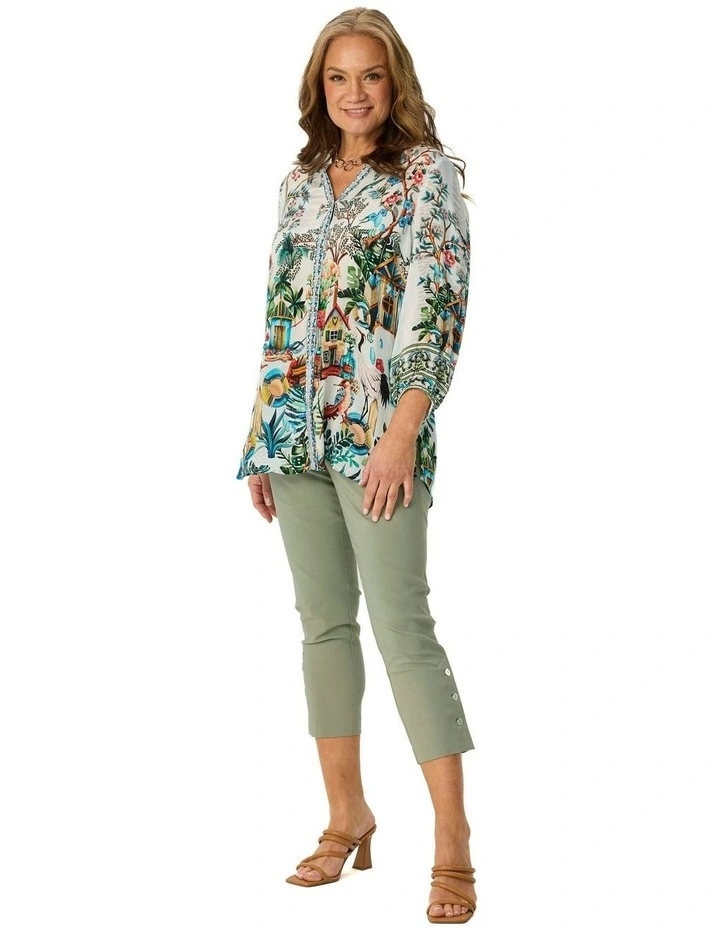 Delta 3/4 Sleeve Print Shirt in Multi image 4