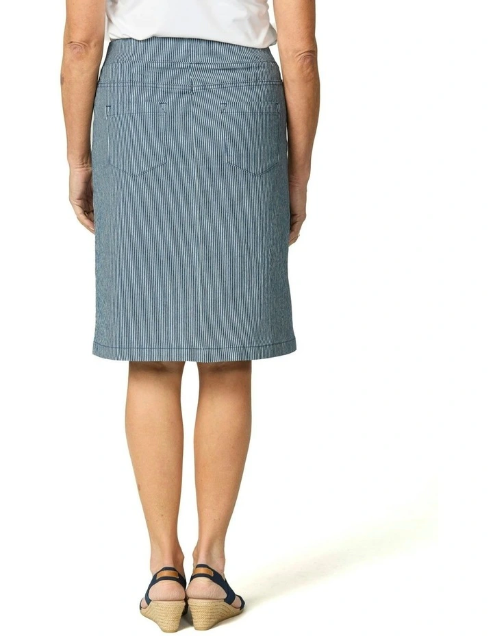 Coastal Stripe Pull On Skirt in Blue image 2