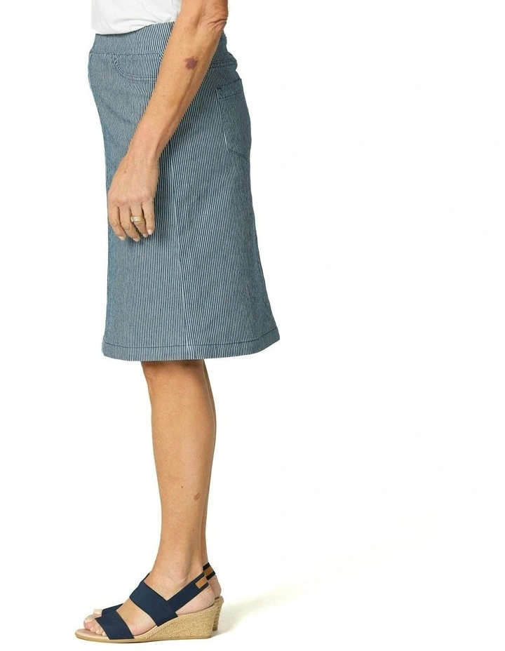 Coastal Stripe Pull On Skirt in Blue image 3
