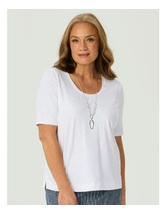 Delray Stud Short Sleeve Tee in White