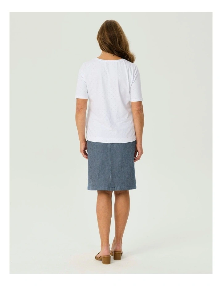 Delray Stud Short Sleeve Tee in White image 2