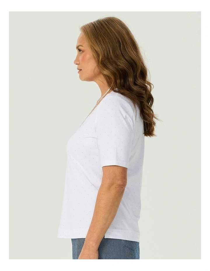 Delray Stud Short Sleeve Tee in White image 3