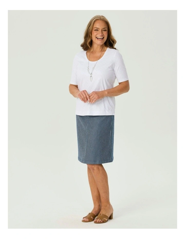 Delray Stud Short Sleeve Tee in White image 4