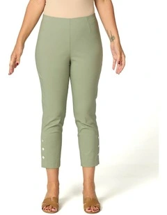 Chaucer 7/8 Button Hem Pant in Green