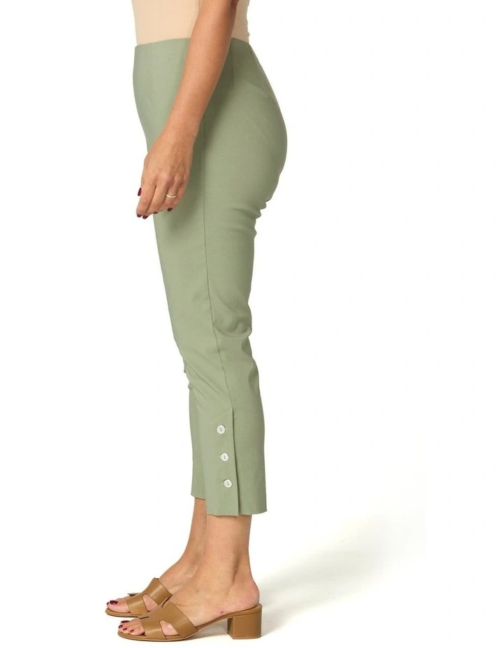 Chaucer 7/8 Button Hem Pant in Green image 3
