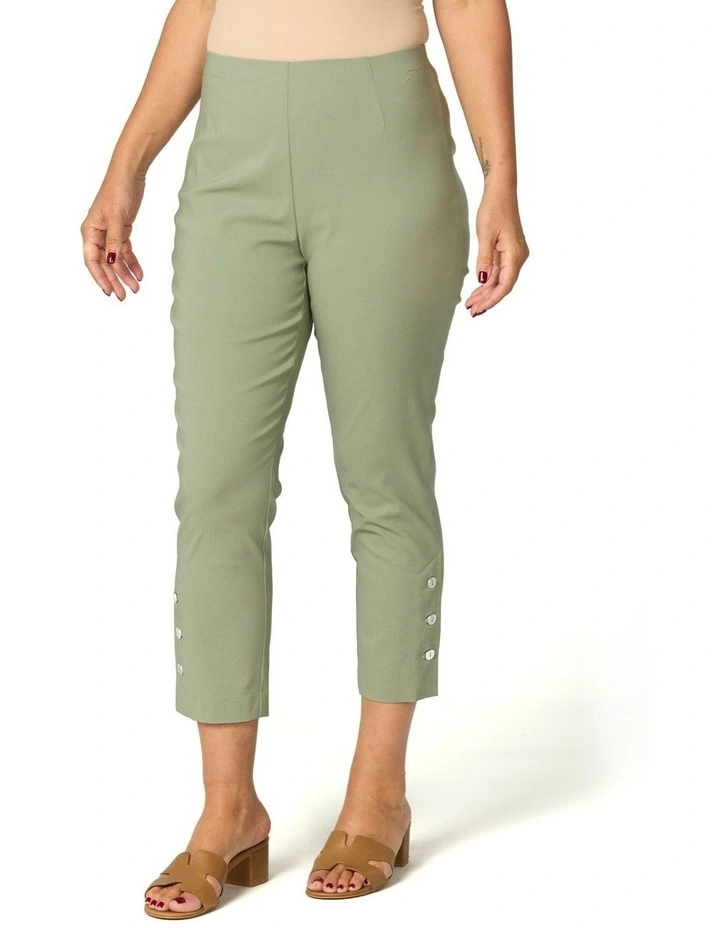 Chaucer 7/8 Button Hem Pant in Green image 4