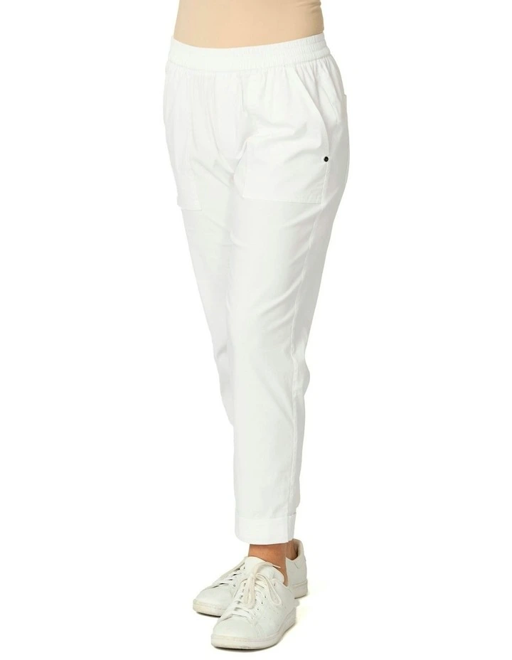 Vibe Stretch Patch Pocket 7/8 Pant in White image 3