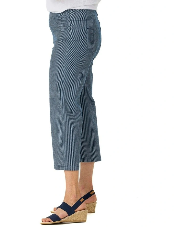 Coastal Stripe Stretch 7/8 Pant in Indigo image 3