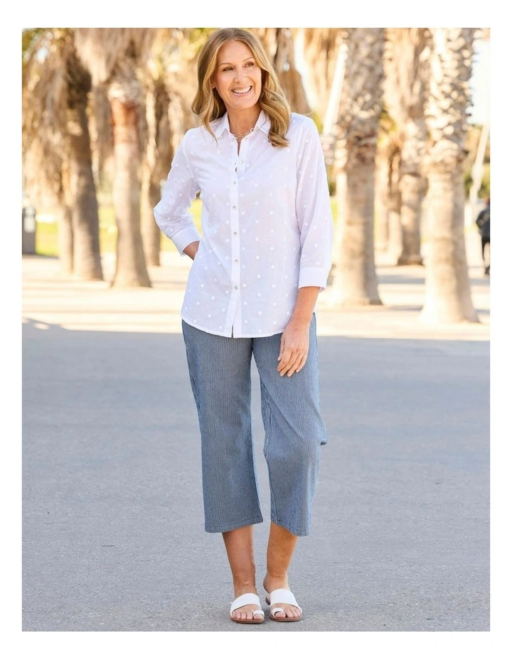 Coastal Stripe Stretch 7/8 Pant in Indigo image 5