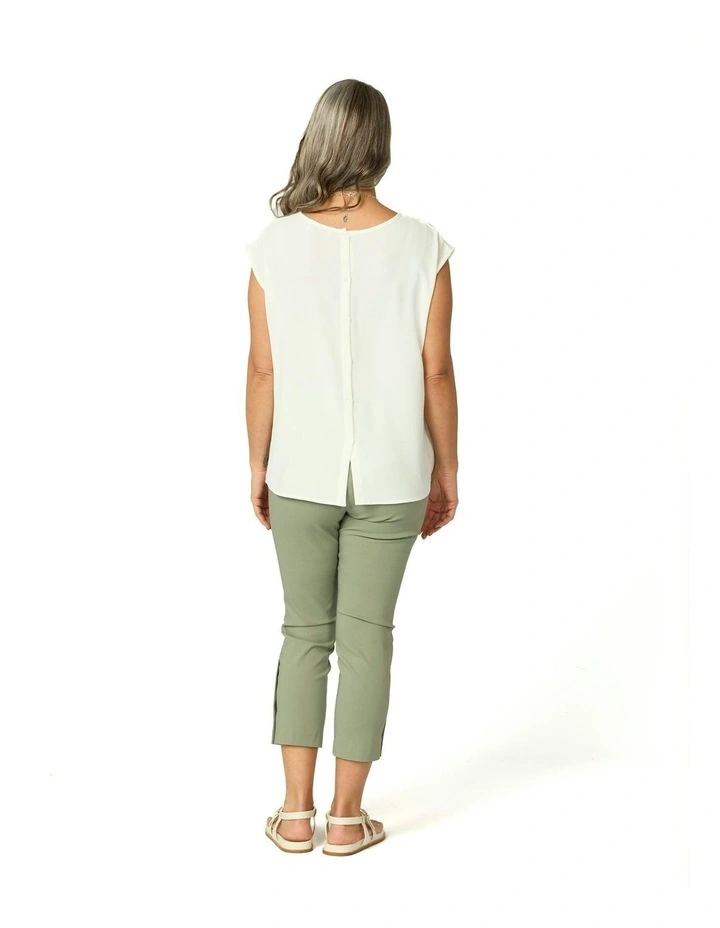 Resort Button Back Cap Sleeve Top in Ivory image 2