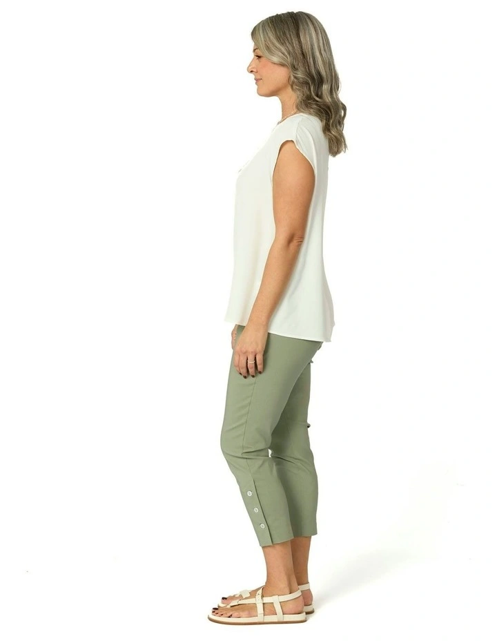 Resort Button Back Cap Sleeve Top in Ivory image 3