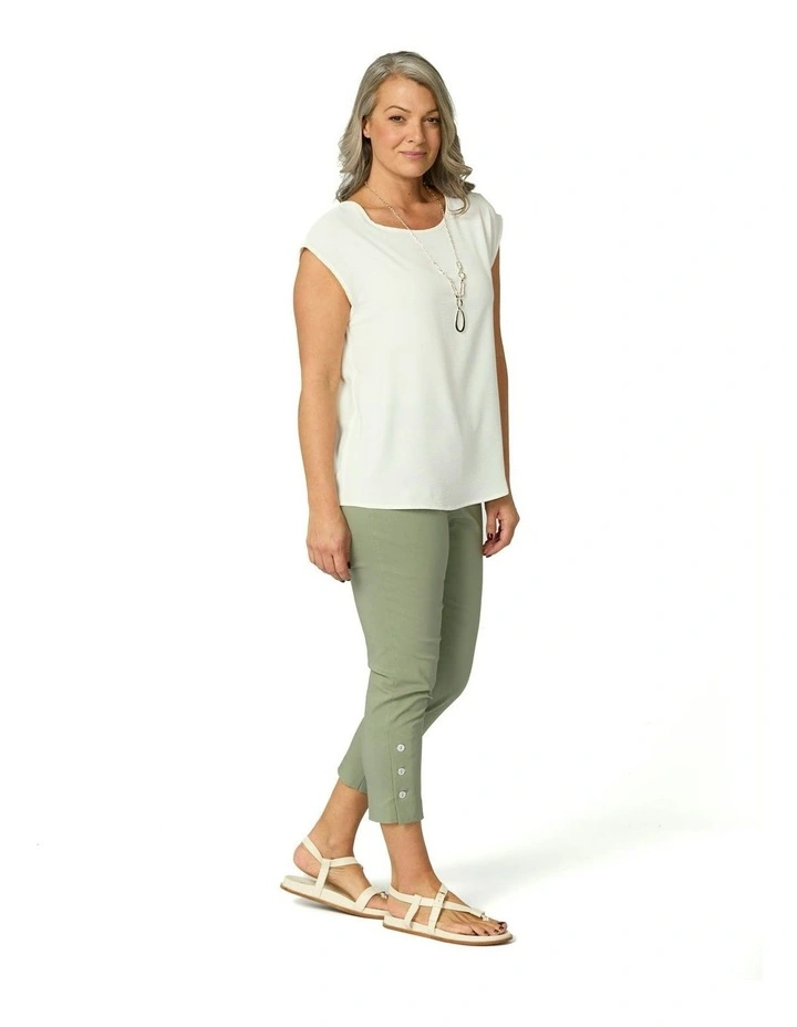 Resort Button Back Cap Sleeve Top in Ivory image 4