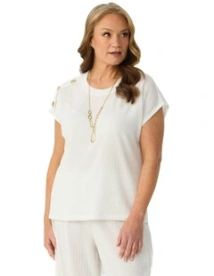 Sheona Button Short Sleeve Top in Ivory