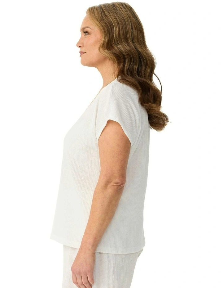 Sheona Button Short Sleeve Top in Ivory image 3