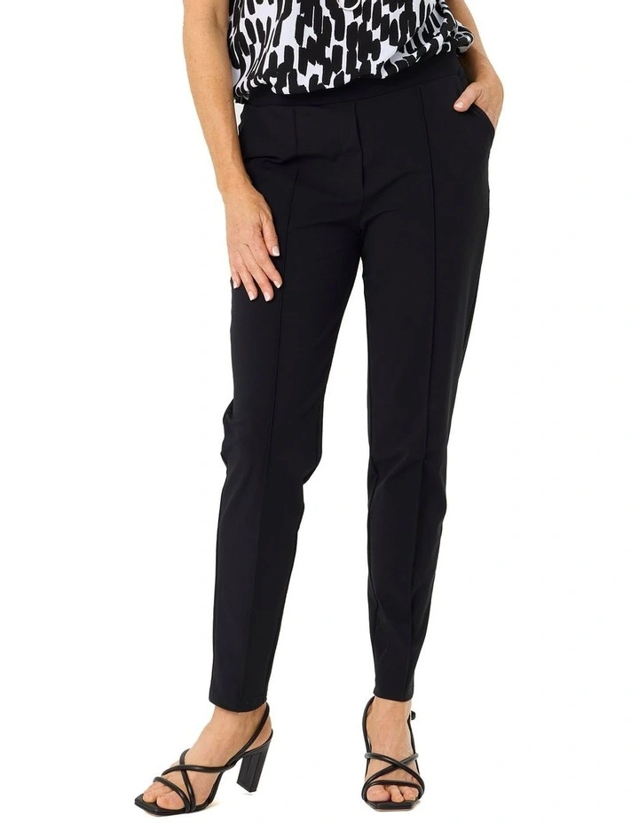 Mood Stretch Pintuck Pull On Pant in Black image 1