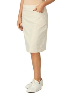 Vibe Stretch Pull On Pocket Skirt in Cream