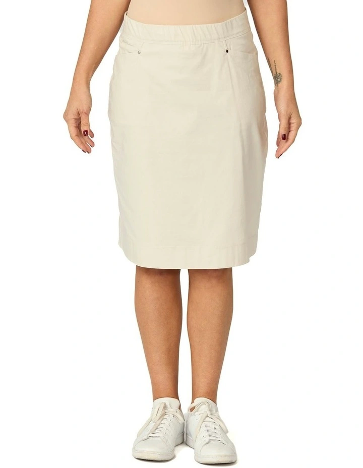 Vibe Stretch Pull On Pocket Skirt in Cream image 1