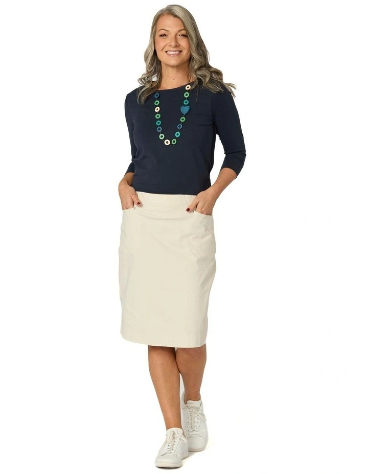 Vibe Stretch Pull On Pocket Skirt in Cream image 4