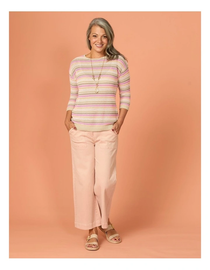 Frankie Stripe 3/4 Sleeves Sweater in Multi image 5
