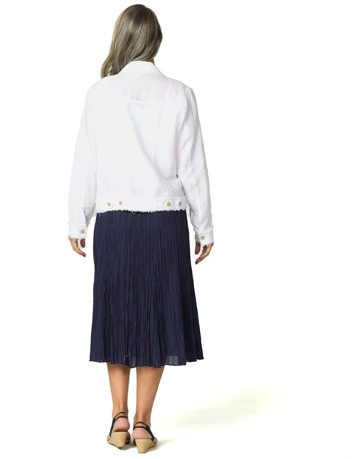 Ari Frayed Detail Jacket in White image 2