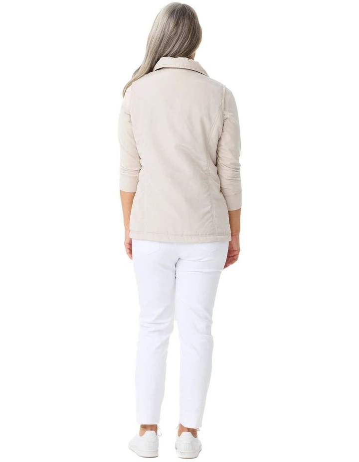 Lakeshore Zip Up Ruched Vest in Beige image 2