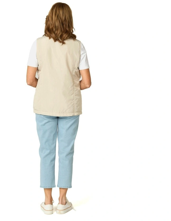 Lakeshore Zip Up Ruched Vest in Beige image 2
