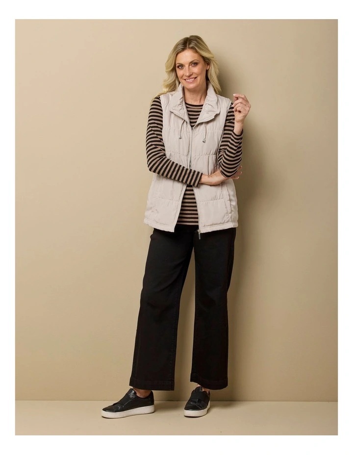 Lakeshore Zip Up Ruched Vest in Beige image 6