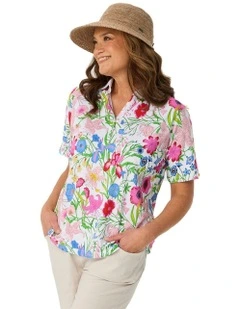 Madison Short Sleeve Polo Top in Multi