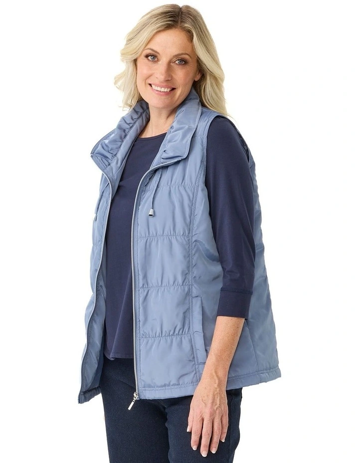 Lakeshore Zip Up Ruched Vest in Blue image 3