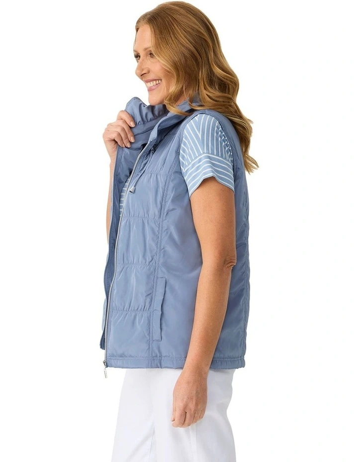 Lakeshore Zip Up Ruched Vest in Blue image 3
