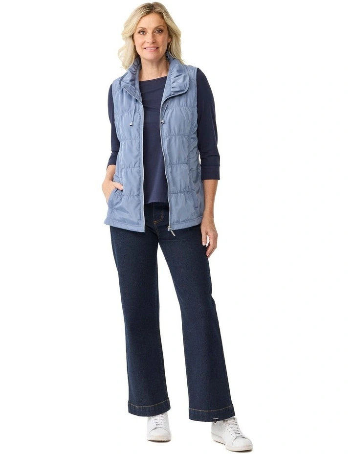 Lakeshore Zip Up Ruched Vest in Blue image 4