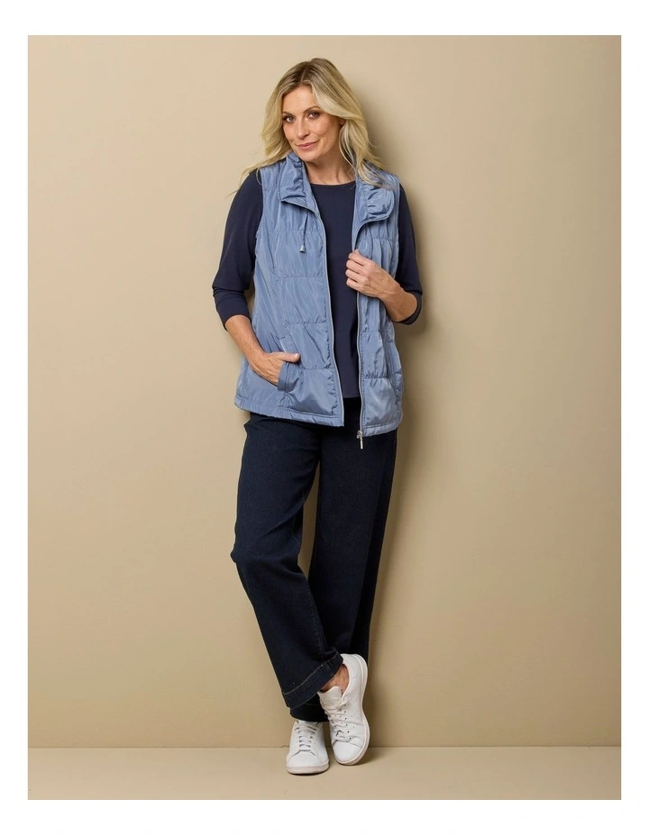 Lakeshore Zip Up Ruched Vest in Blue image 5