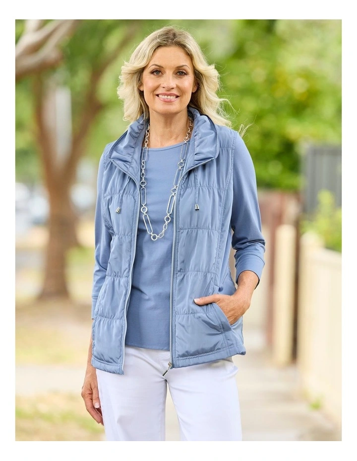 Lakeshore Zip Up Ruched Vest in Blue image 6