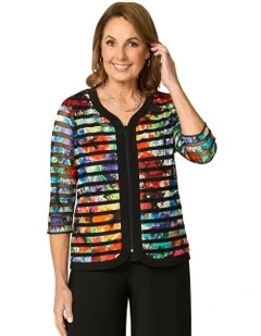 Camille Zip Front Cardigan in Multi