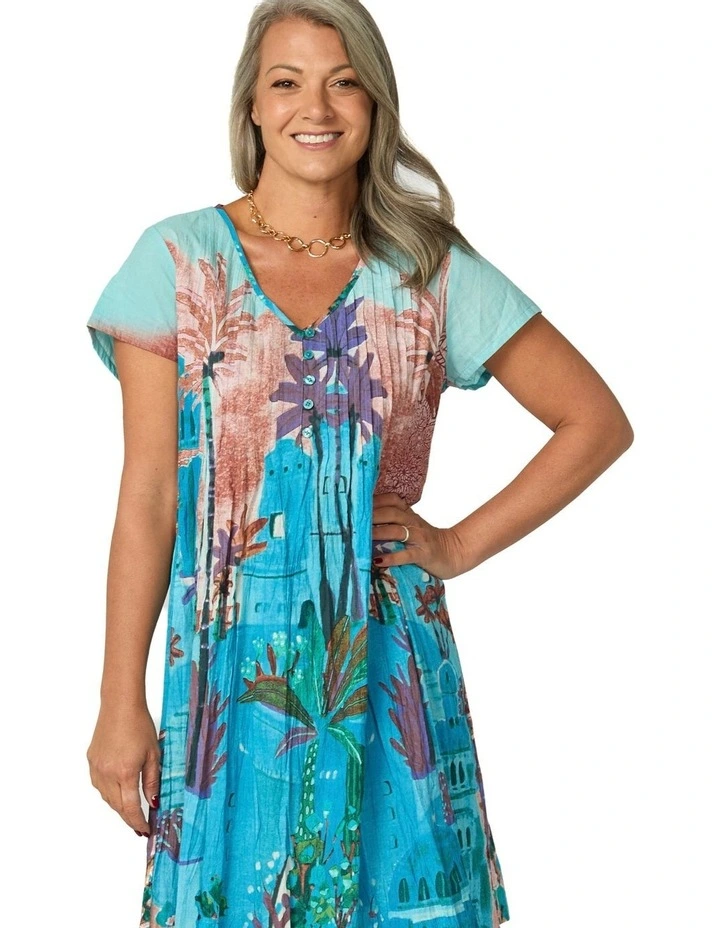 Easy Fit Short Sleeve Dress in Multi image 4