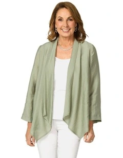 Casino 3/4 Sleeve Waterfall Jacket in Green