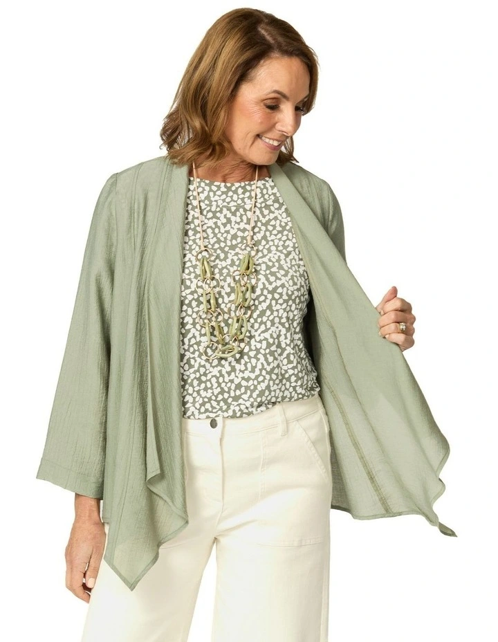 Casino 3/4 Sleeve Waterfall Jacket in Green image 5