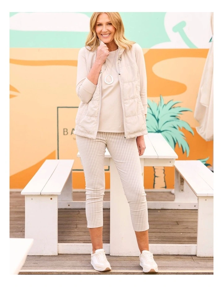 Bayside Check 7/8 Basque Pant in Cream image 5