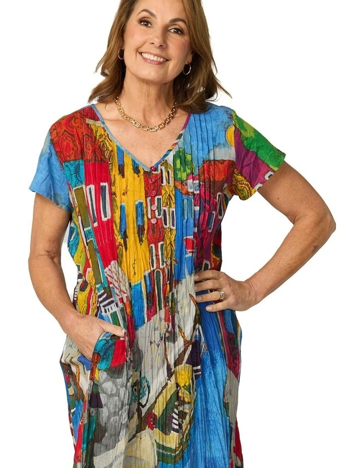 Easy Fit Short Sleeve Dress in Multi image 4